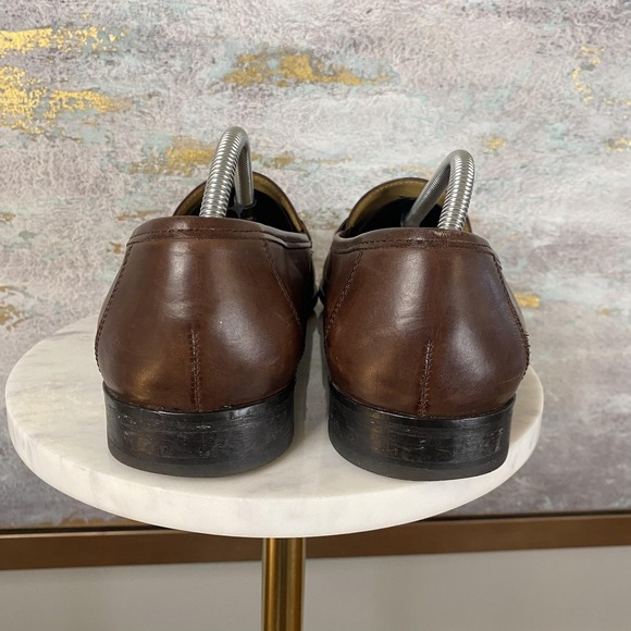 Cole Haan Shoes Mens Size 10.5 M Brown Leather Horsebit Slip On Dress Square Toe - Picture 4 of 11
